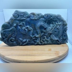 Labradorite Stone Dragon Carving